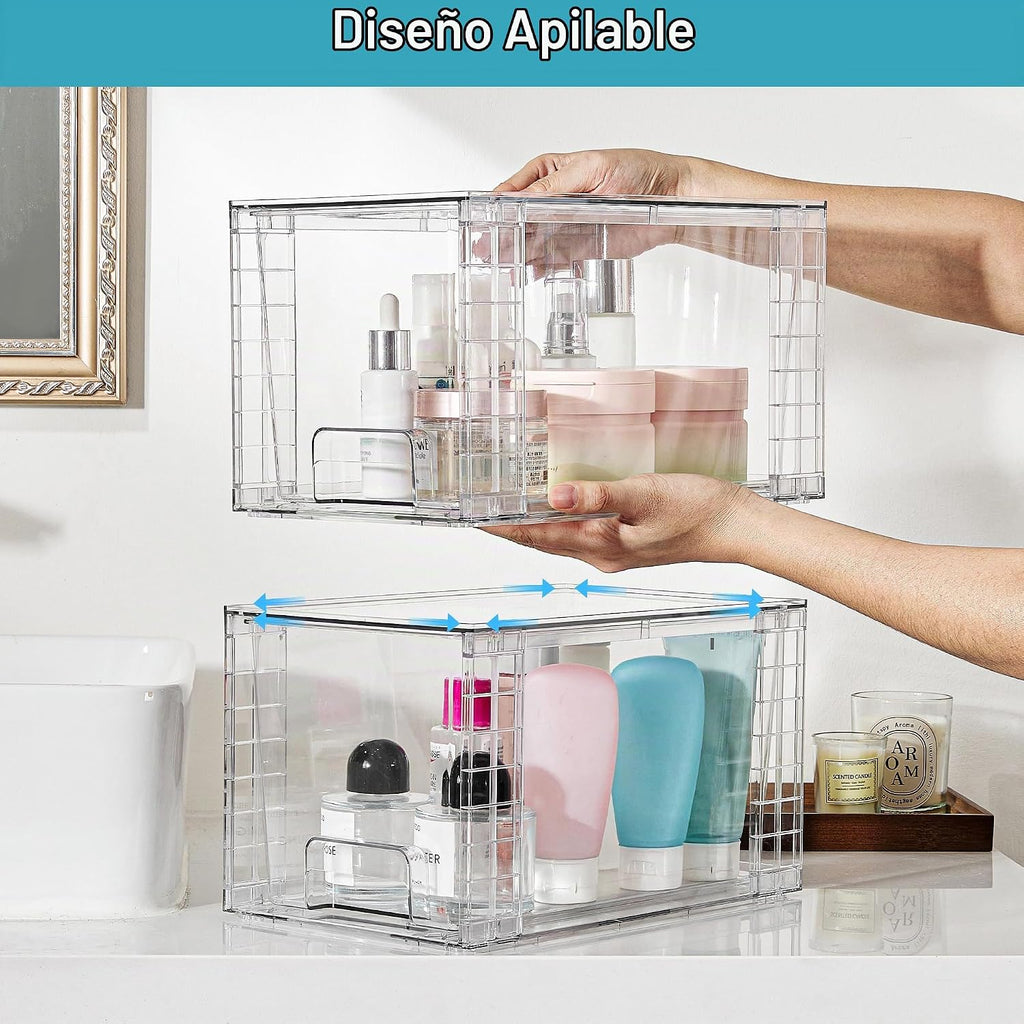 Vtopmart - Paquete de 6 cajones de almacenamiento apilables grandes...