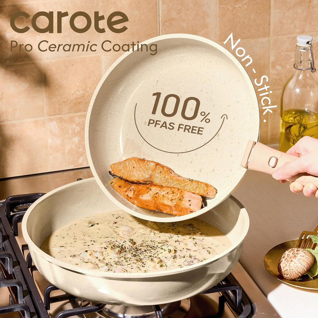 CAROTE Juego de utensilios de cocina de cerámica de 25 piezas, olla...