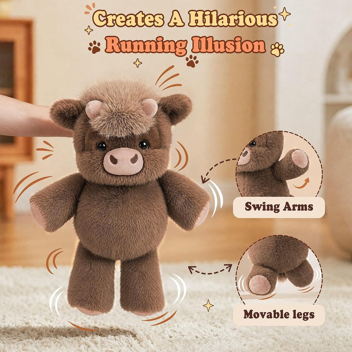 Running Plushies Highland Cow, animal de peluche interactivo de 16....