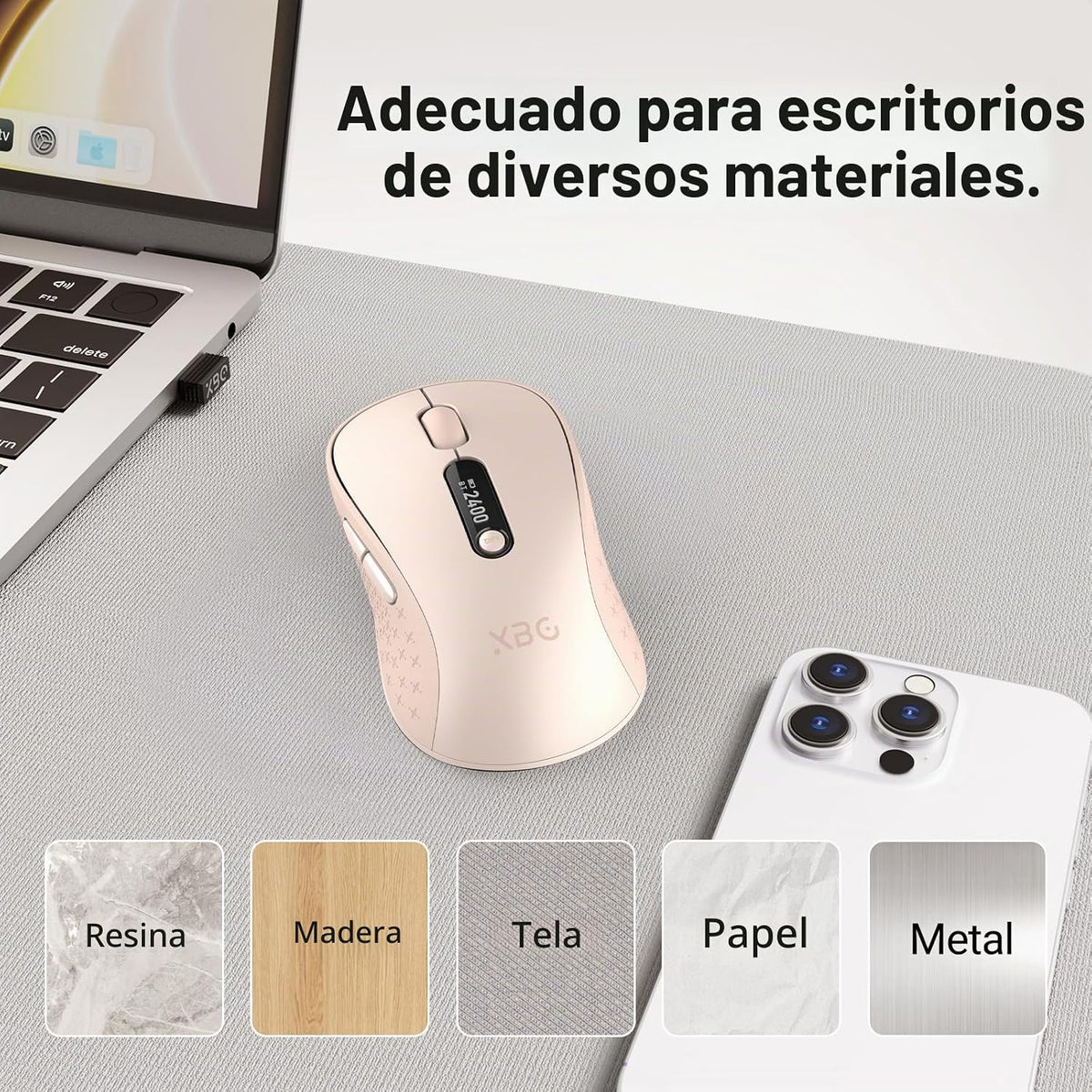 XBG B15Pro Ratón Bluetooth inalámbrico trimodo con pantalla LED par...