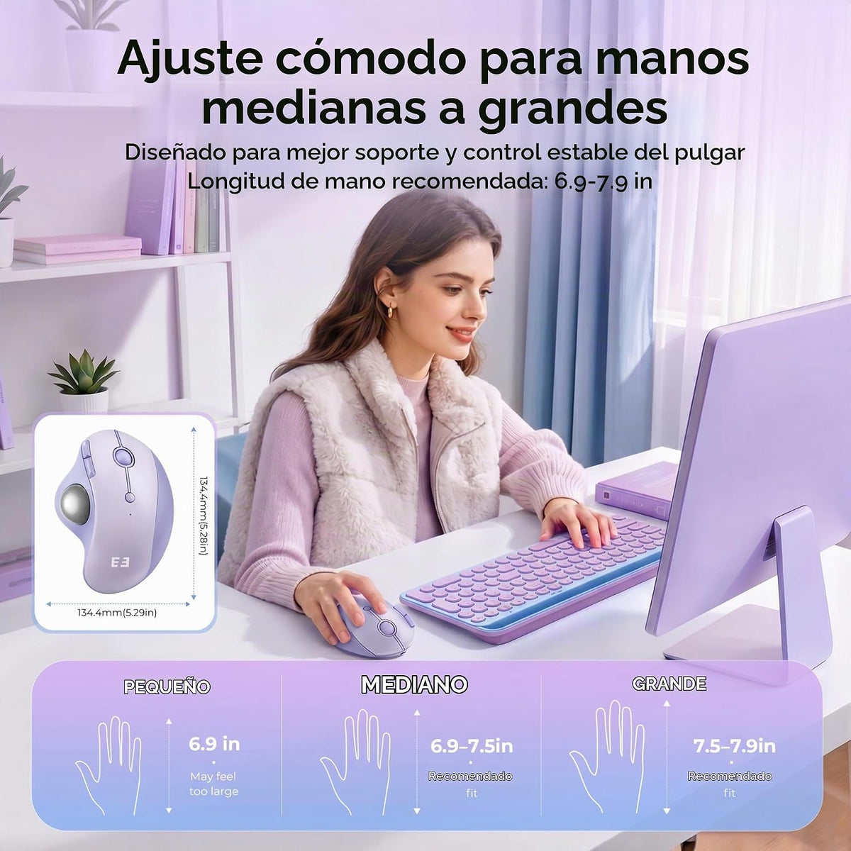 seenda Ratón inalámbrico Trackball, ratón ergonómico Bluetooth, col...
