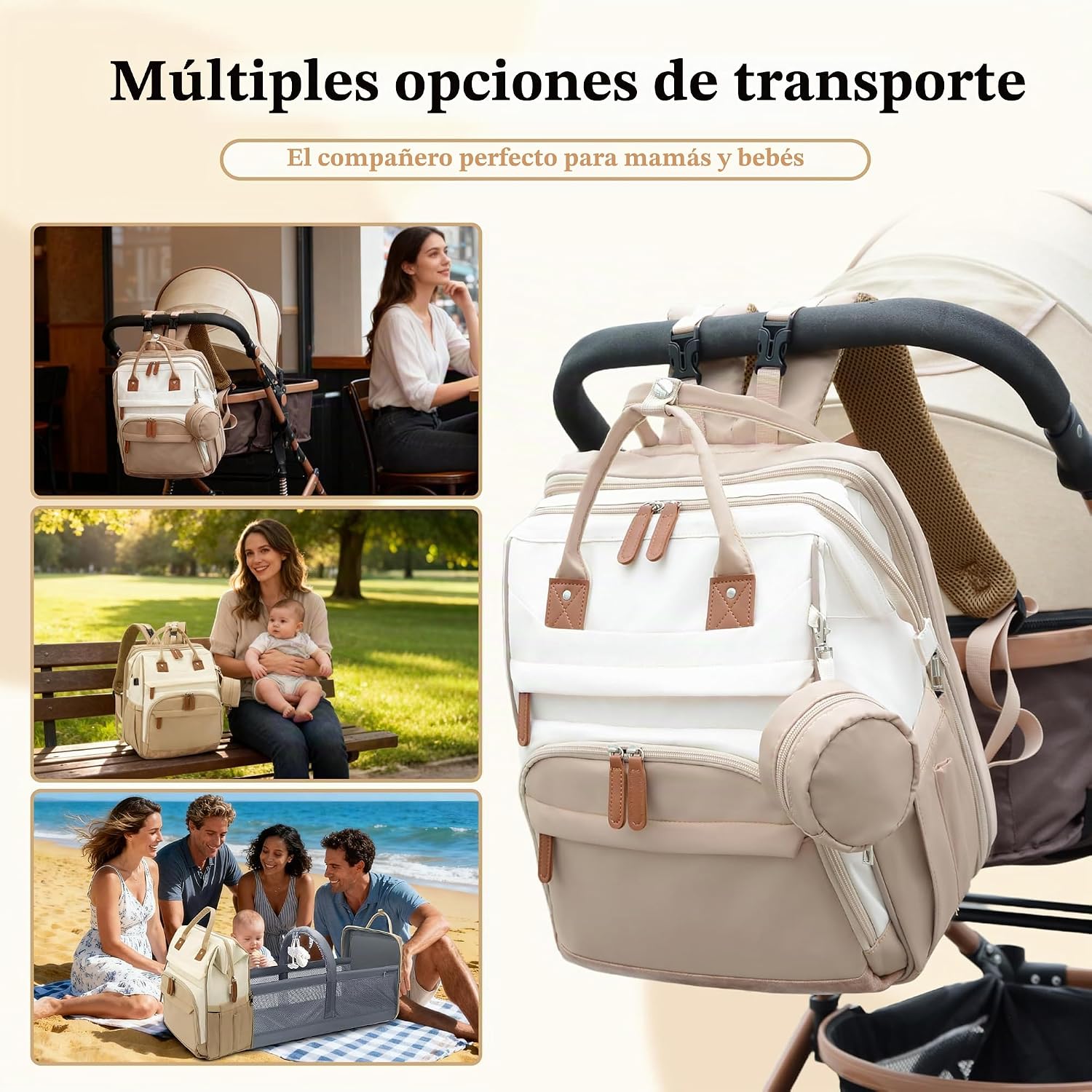 DERJUNSTAR Mochila Grande para Pañales, Bolsa de Pañales para Bebé...