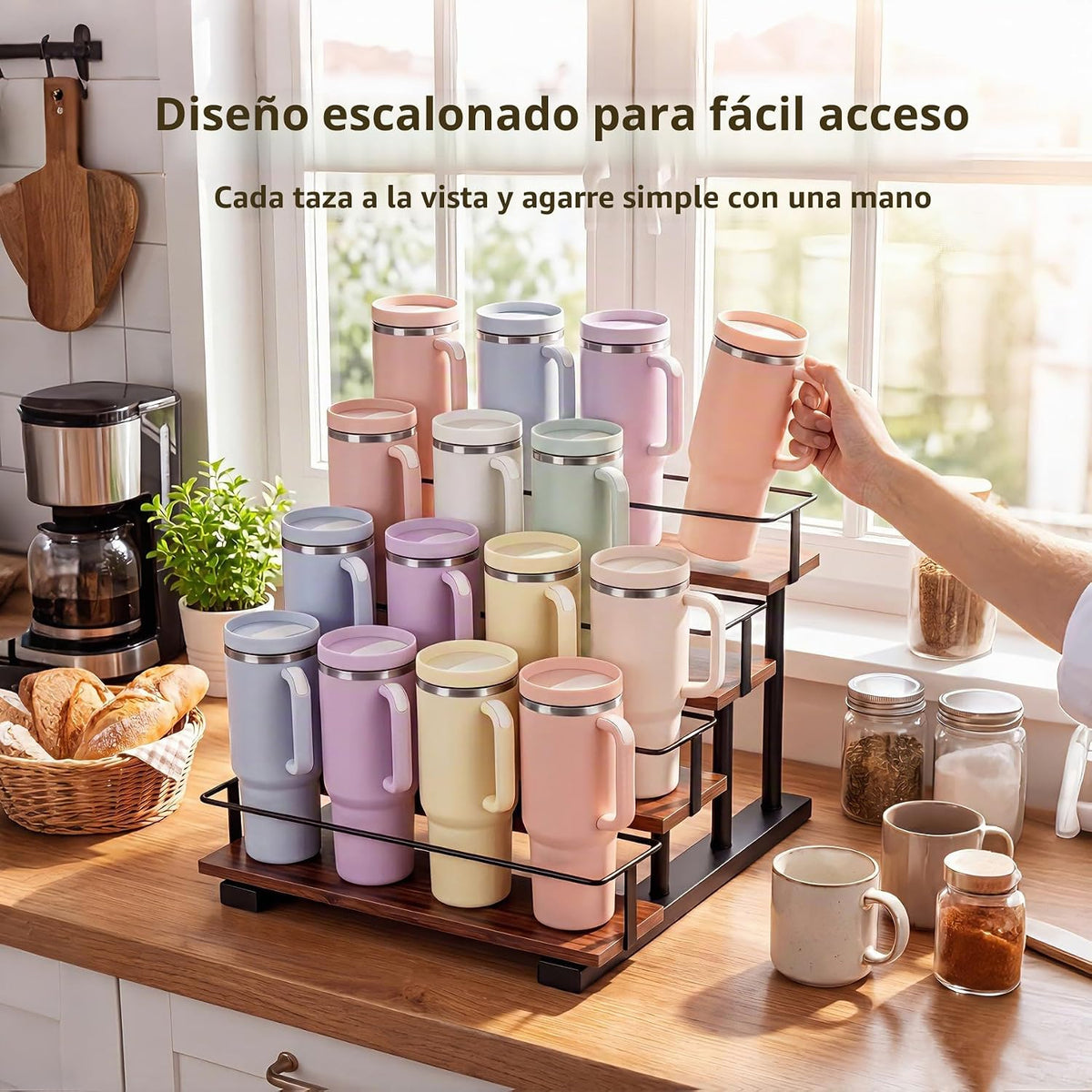 Organizador de botellas de agua de 4 niveles para vaso Stanley de 4...