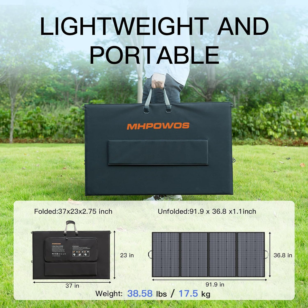 Panel solar portátil de 400 W, paneles solares plegables ligeros co...