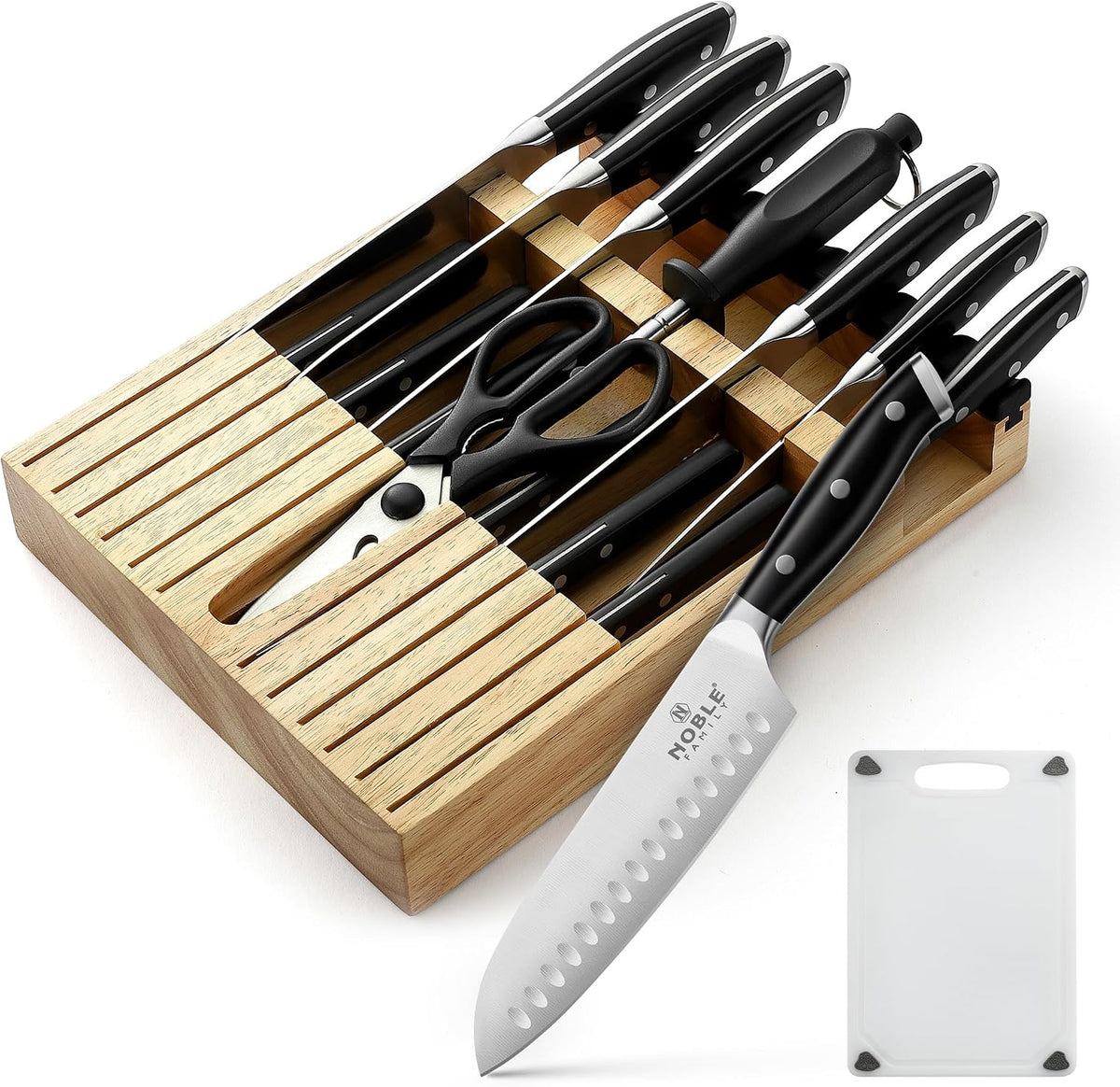 Juego de cuchillos con bloque, N NOBLE FAMILY, juego de 16 cuchillo...