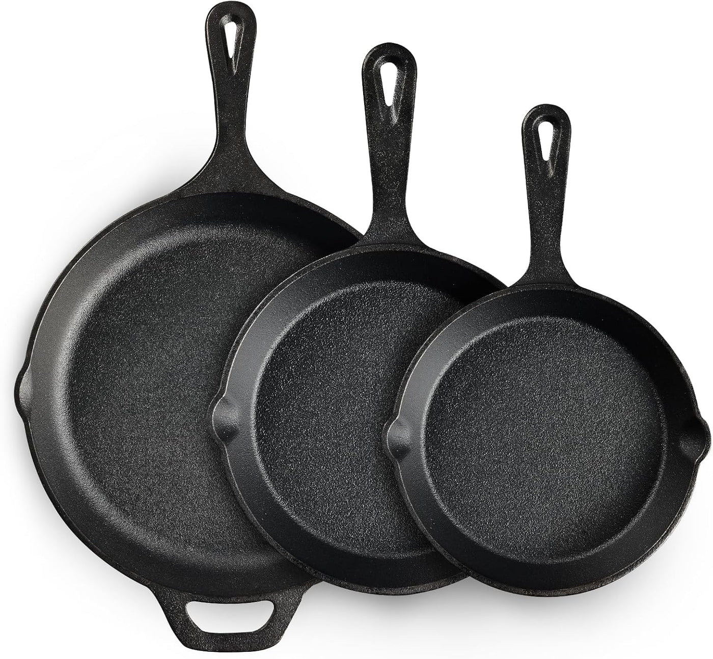 EWFEN Juego de 3 sartenes de hierro fundido, utensilios de cocina p...