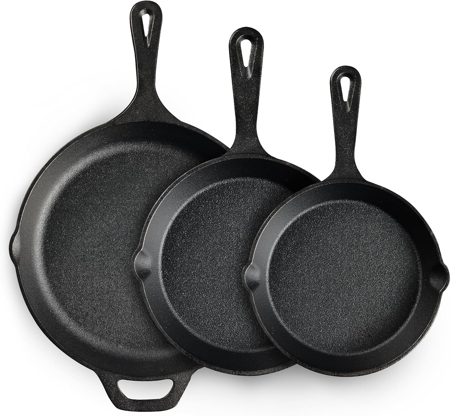 EWFEN Juego de 3 sartenes de hierro fundido, utensilios de cocina p...