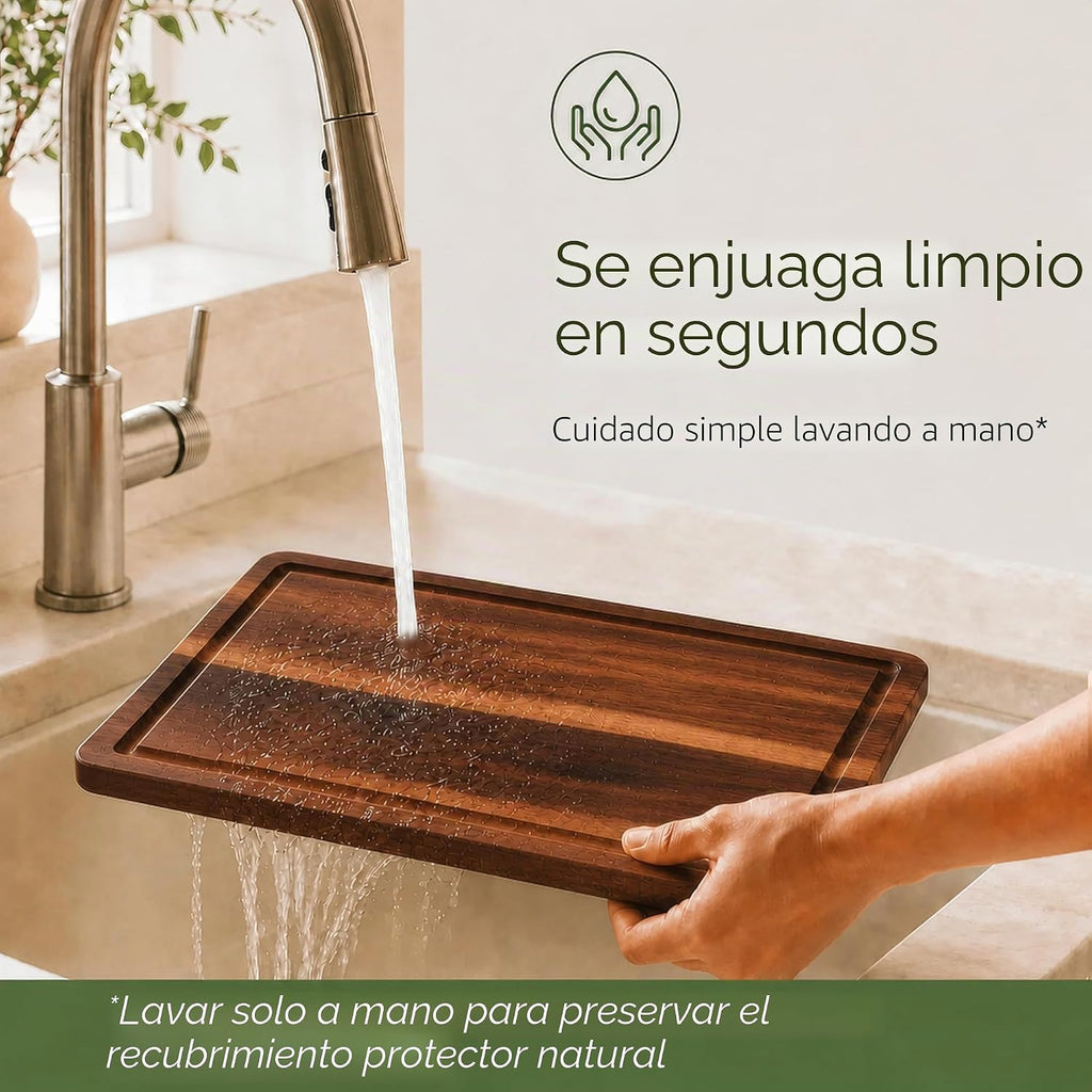 Juego de 3 tablas de cortar de madera de acacia con soporte, ranura...