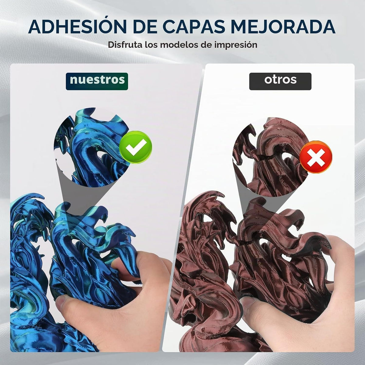 ERYONE Filamento de ácido poliláctico de seda de doble color para i...