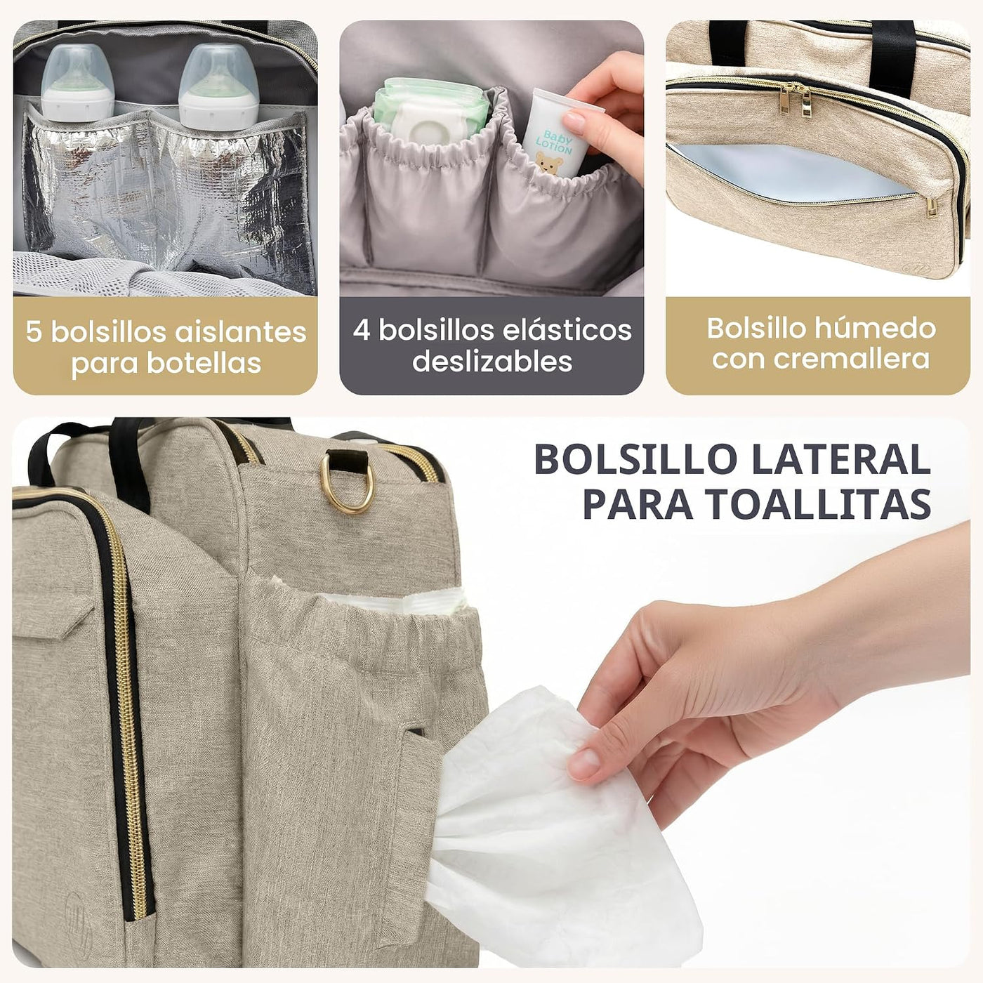 Mellories Bolso de pañales convertible de 4 en 1 para bebés niños y...