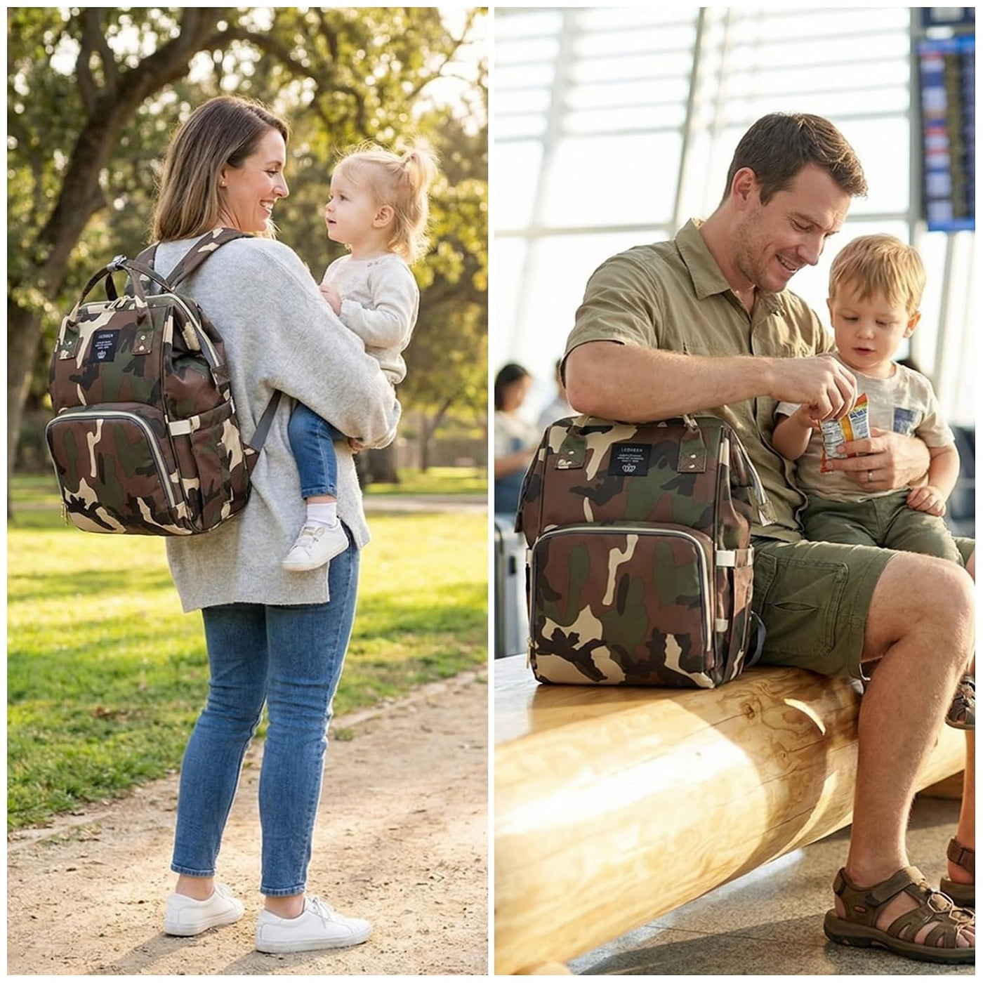 Armbq Mochila de pañales de camuflaje multifunción para el cuidado...