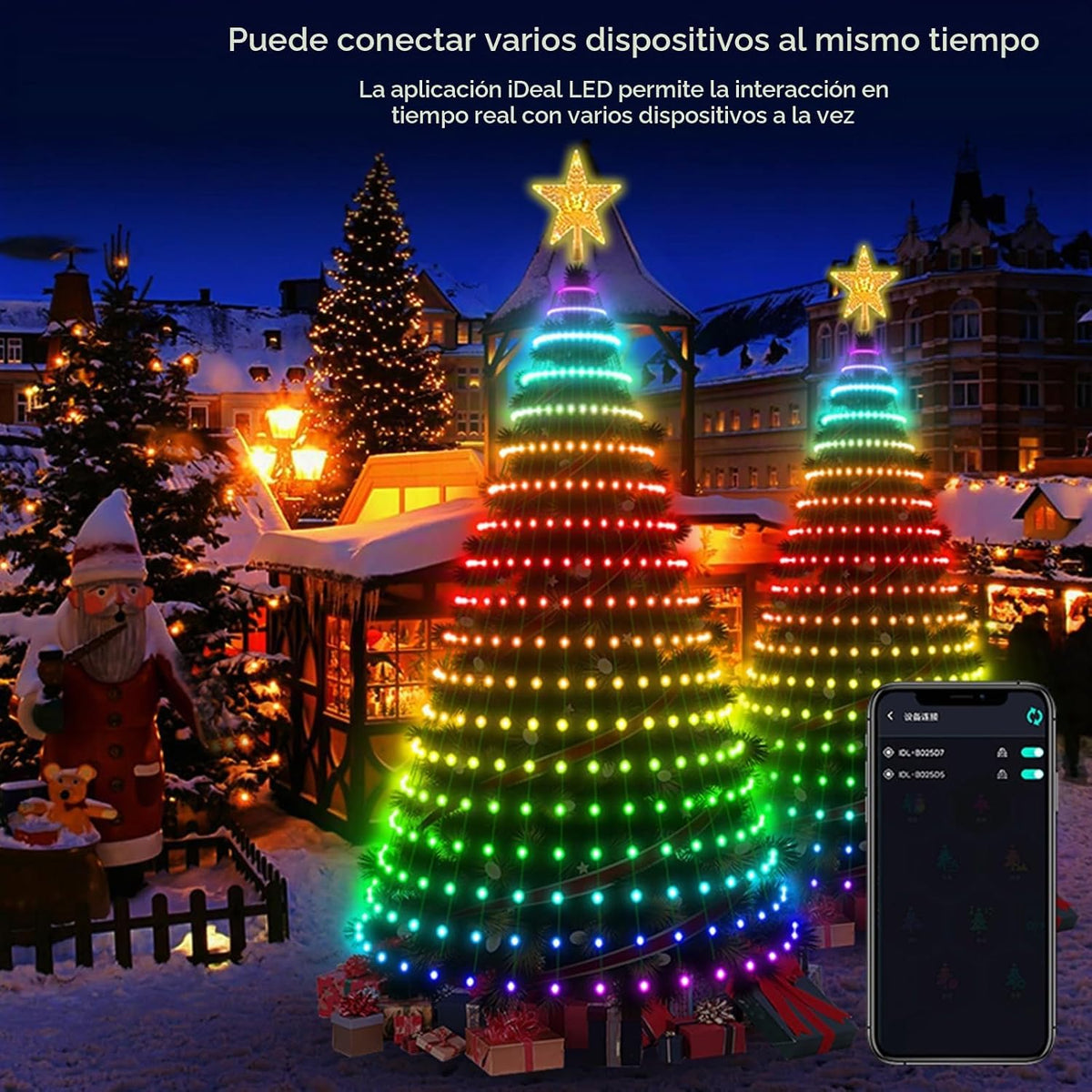 Luces inteligentes para árbol de Navidad, luces LED de cascada, dec...