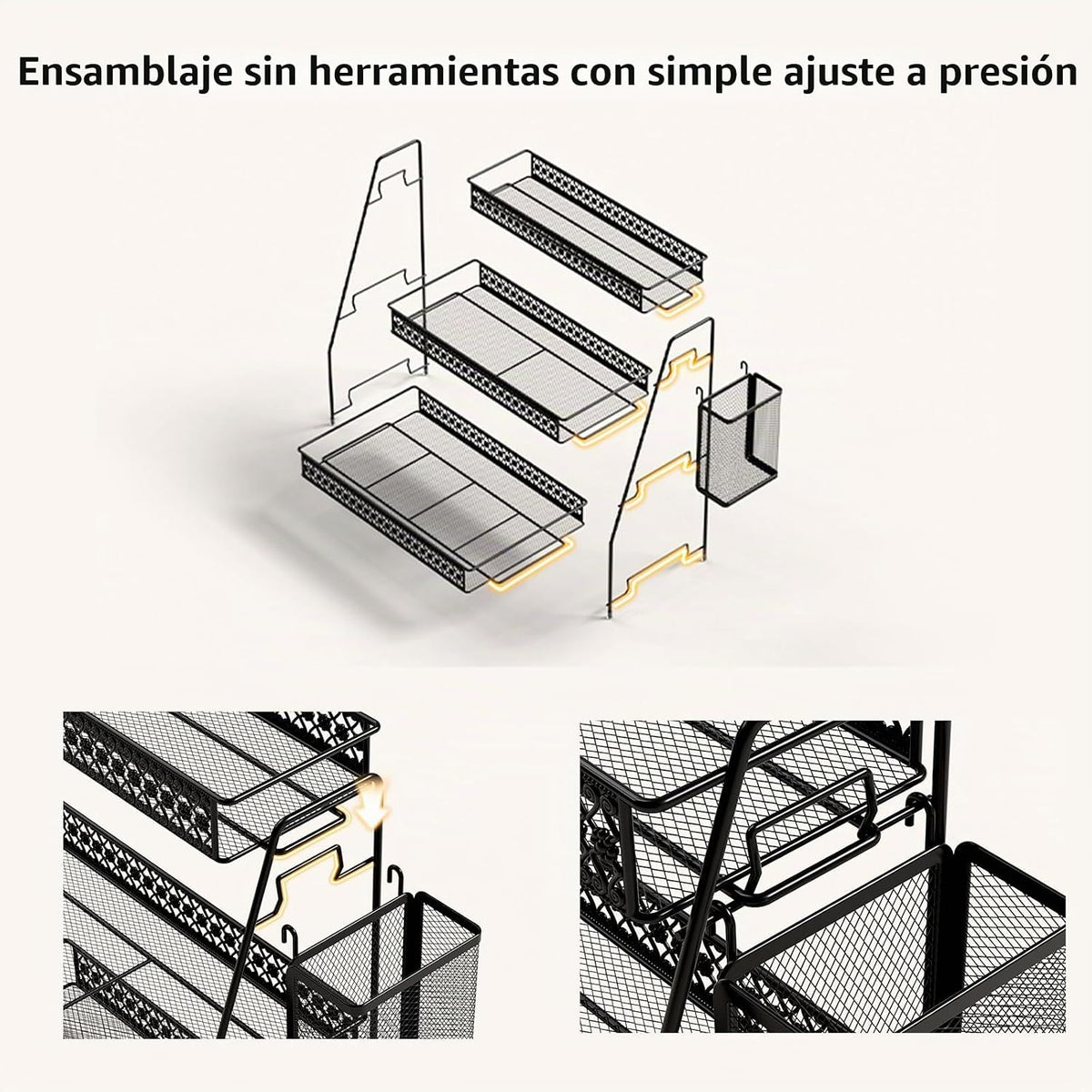 SILUB - Organizador vintage de 3 niveles para encimera de cocina, b...