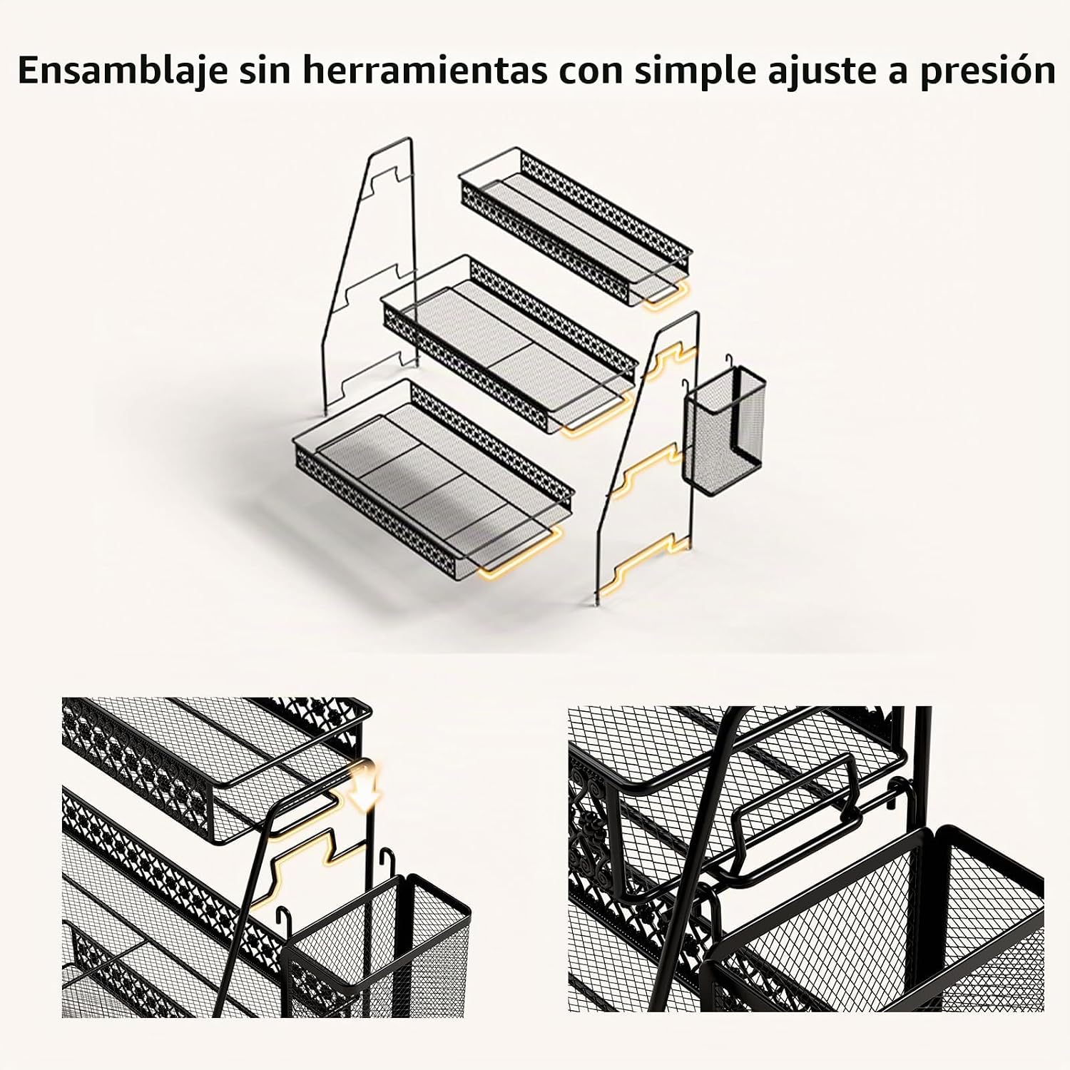 SILUB - Organizador vintage de 3 niveles para encimera de cocina, b...