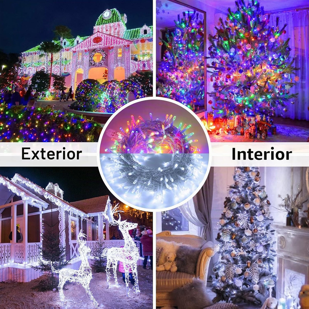 Luces navideñas JMEXSUSS 200LED, cambio de color, cable transparent...