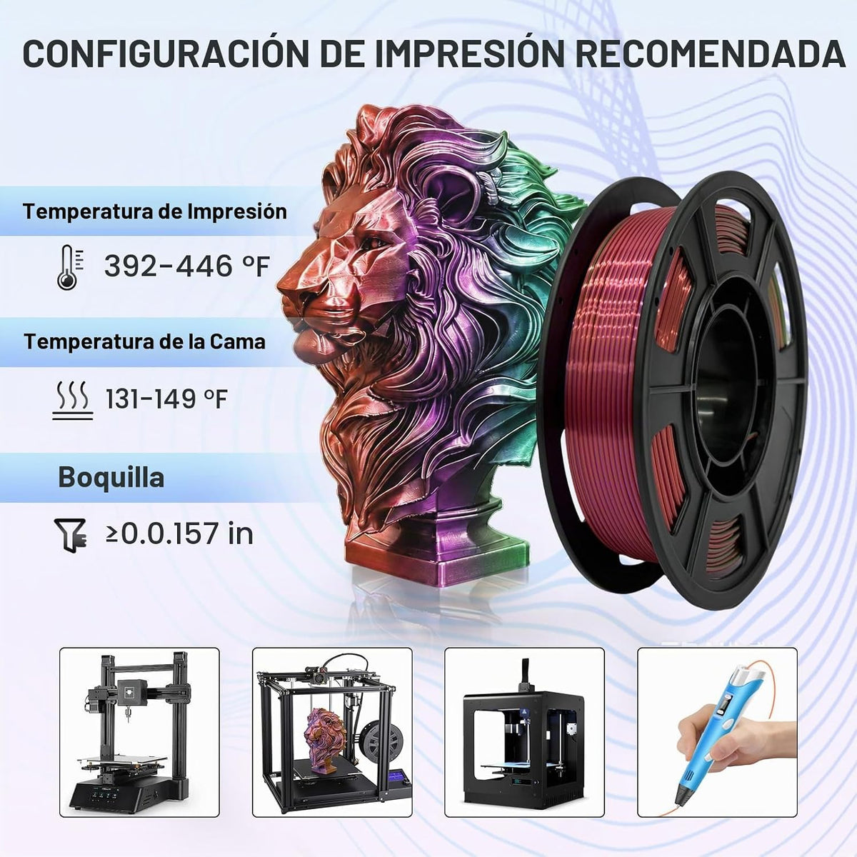 Frucindra Paquete de filamentos para impresora 3D de seda PLA+, fil...