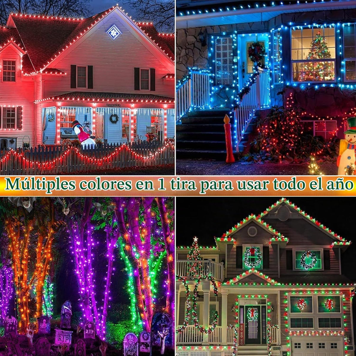 iBaycon 66FT 200 LED RGB Luces inteligentes de Halloween que cambia...