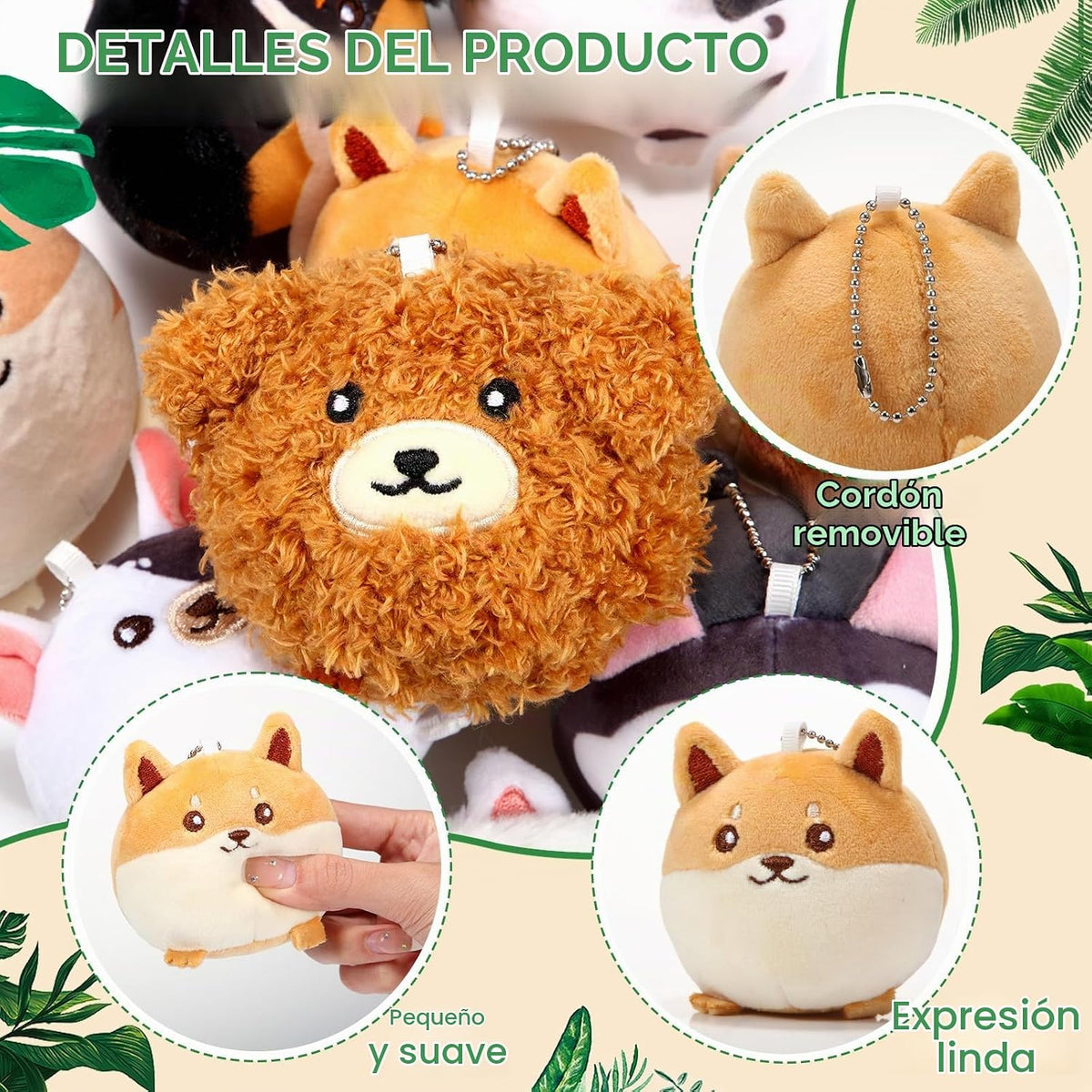 Libima 9 piezas de mini animales de peluche llaveros de 3.15 pulgad...