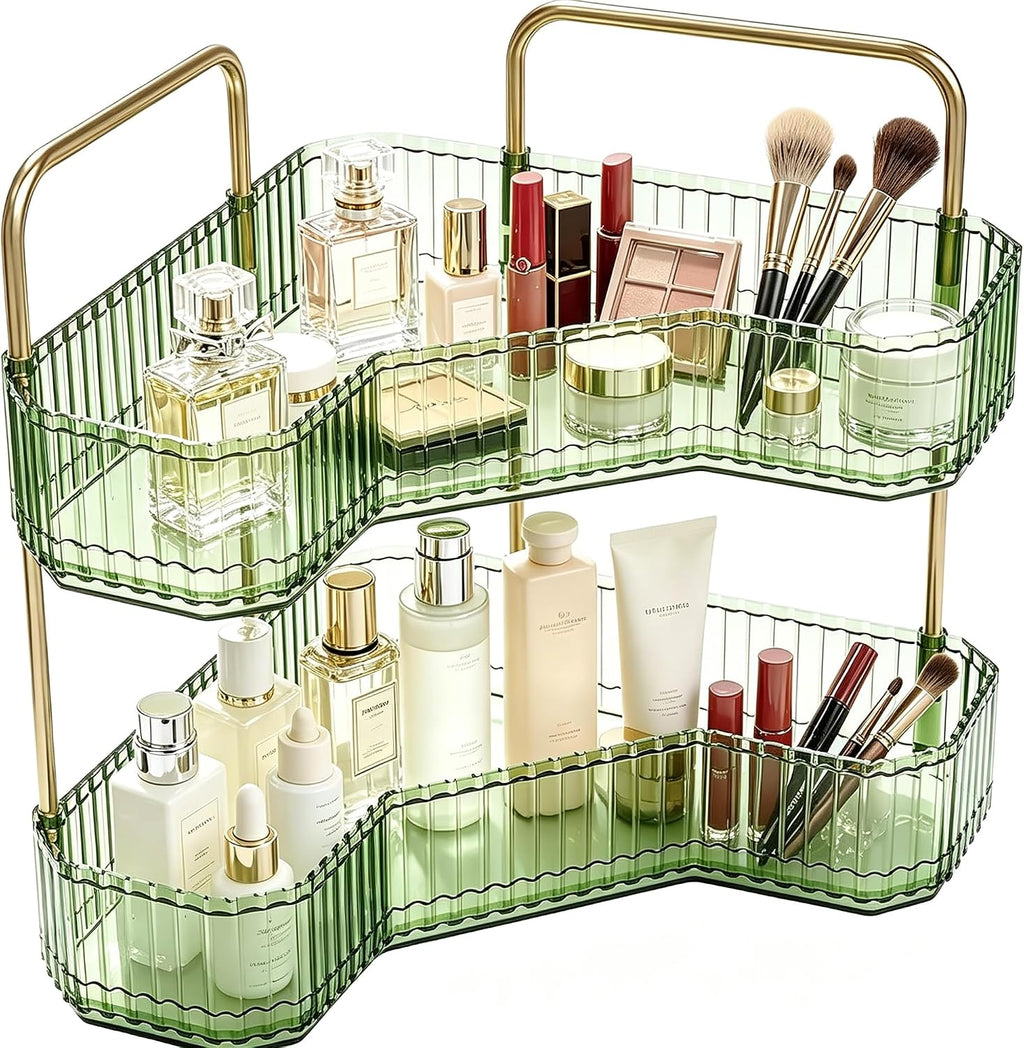 Organizador de baño esquinero de 2 niveles, estante para mostrador...