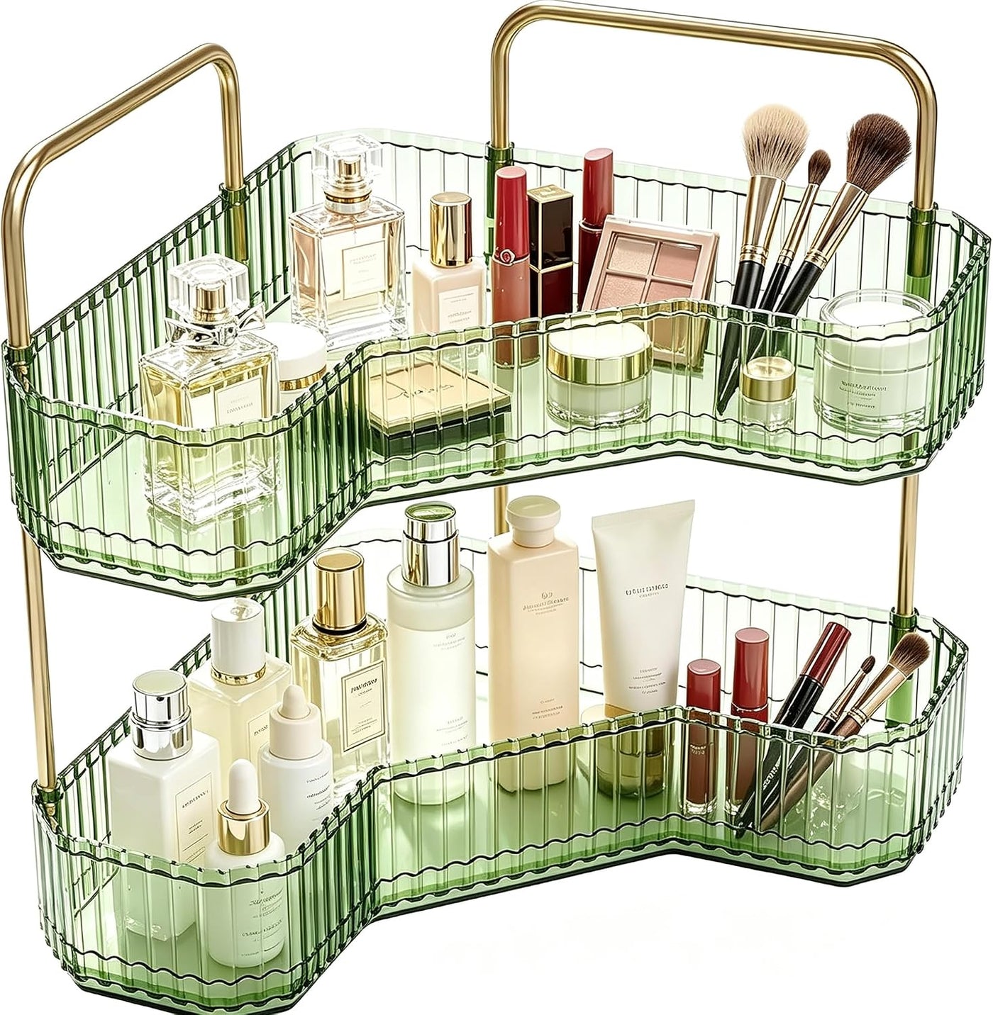 Organizador de baño esquinero de 2 niveles, estante para mostrador...
