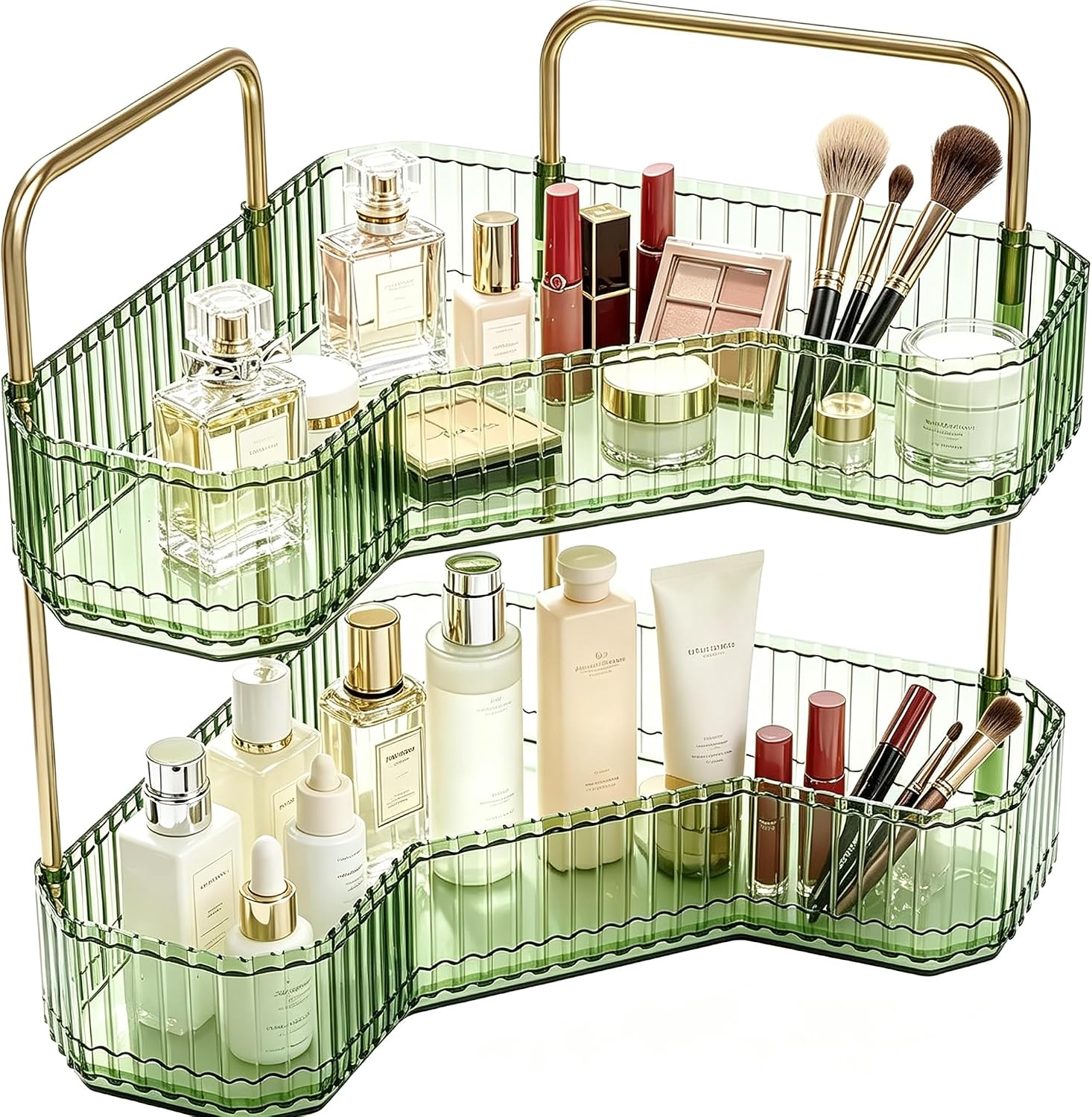 Organizador de baño esquinero de 2 niveles, estante para mostrador...
