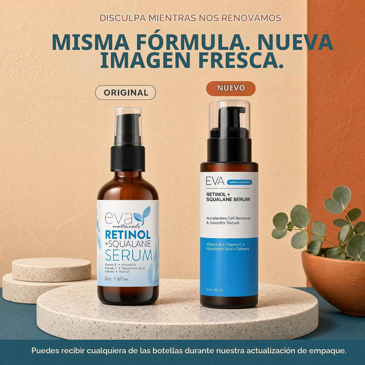 Eva Naturals Retinol + Squalane Face Serum, antienvejecimiento para...