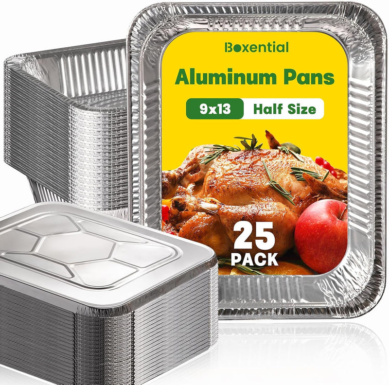 Boxential Bandejas de aluminio de 9 x 13 con tapas [25 unidades], b...
