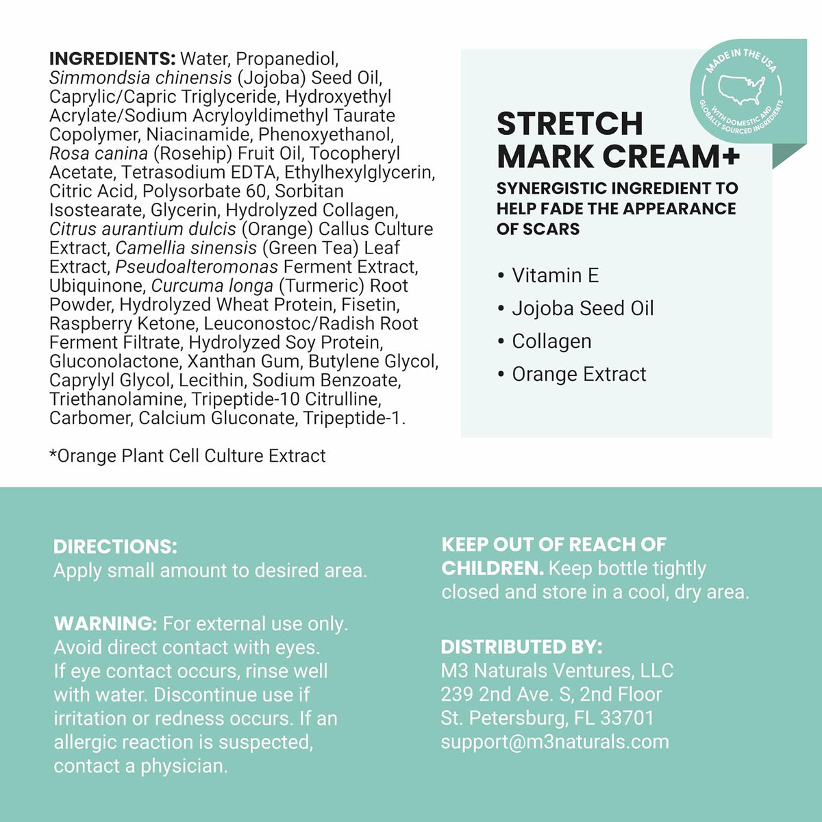 Crema para estrías M3 para el embarazo, con colágeno y célula madre...