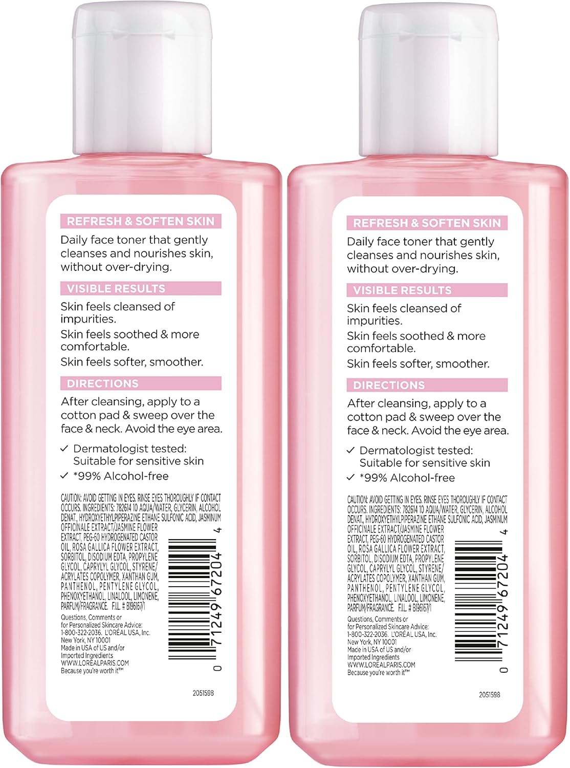 L'Oreal Paris Skincare HydraFresh - Tónico facial con provitami...