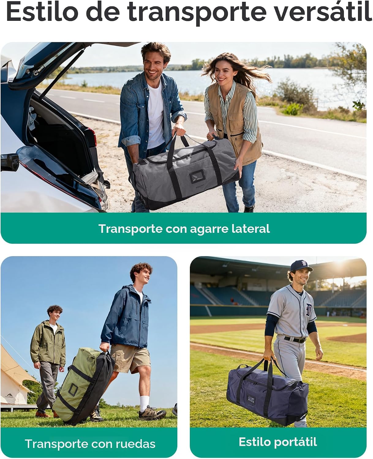 BAGSMART 83L - Bolsa de viaje plegable, bolsa de lona grande para v...