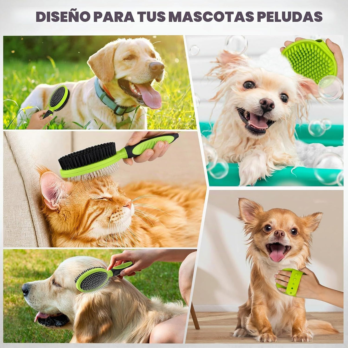 2 piezas de herramientas de aseo para mascotas - Cepillo de doble c...
