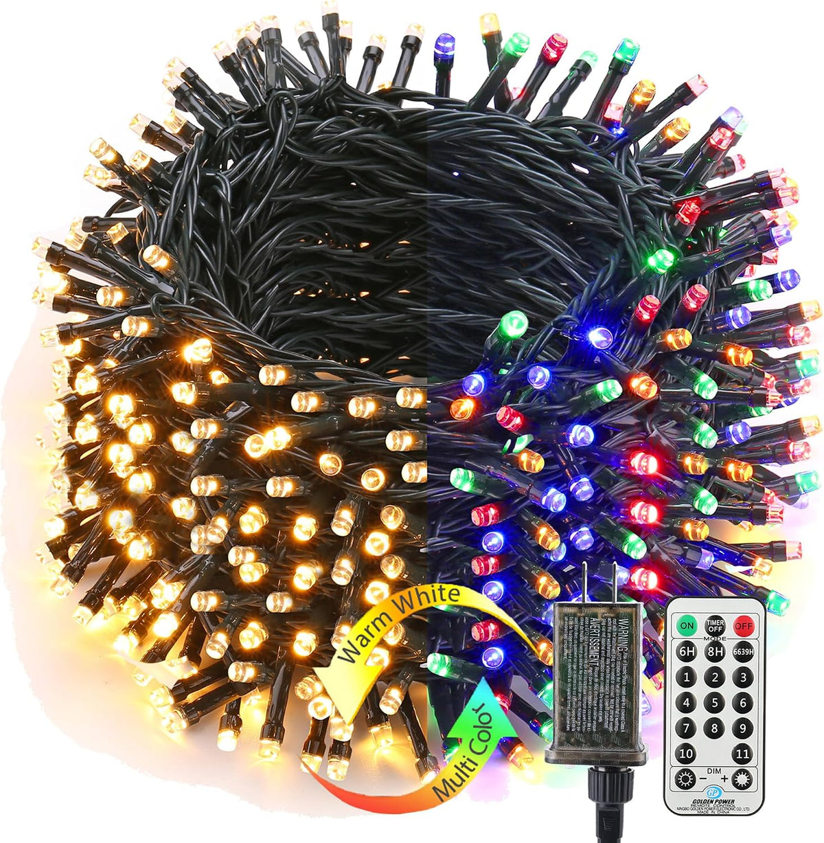 Luces navideñas Brizled para exteriores, 180,4 pies, 500 luces LED...