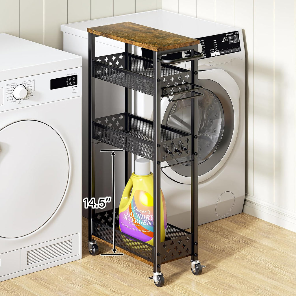 OKZEST Organizadores de baño delgados y carrito de almacenamiento c...
