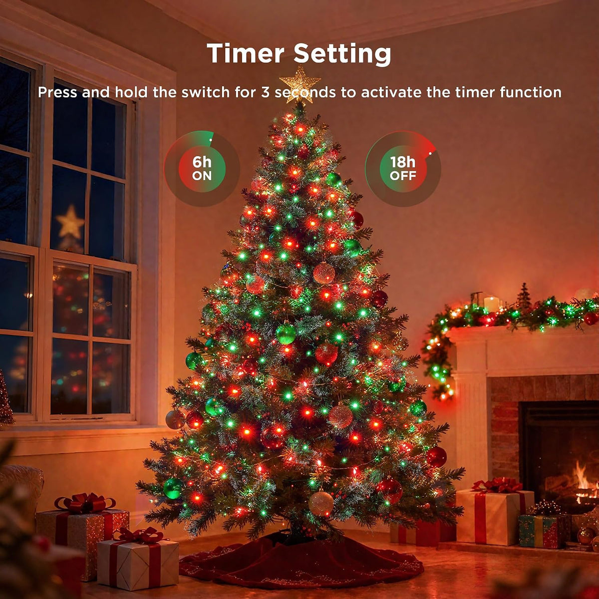 BlcTec Luces de Navidad para interiores y exteriores, 300 luces LED...