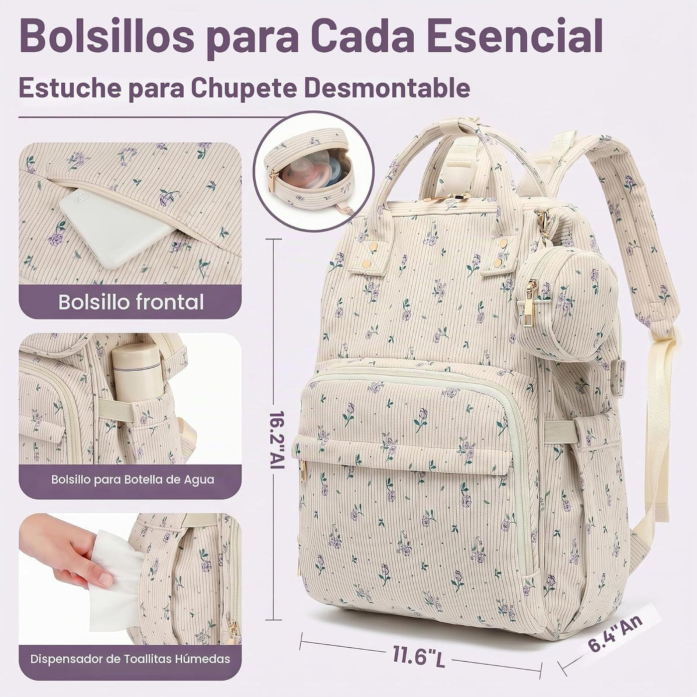 Lrenagao Mochila para pañales de bebé para mamá y papá, bolsa de pa...