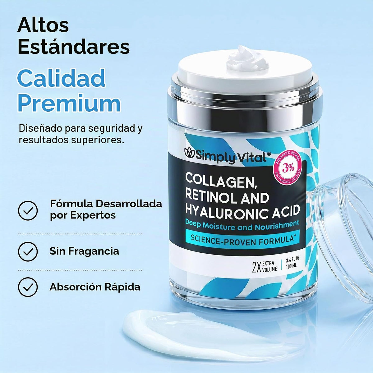 SimplyVital Crema hidratante facial con retinol, colágeno y ácido h...