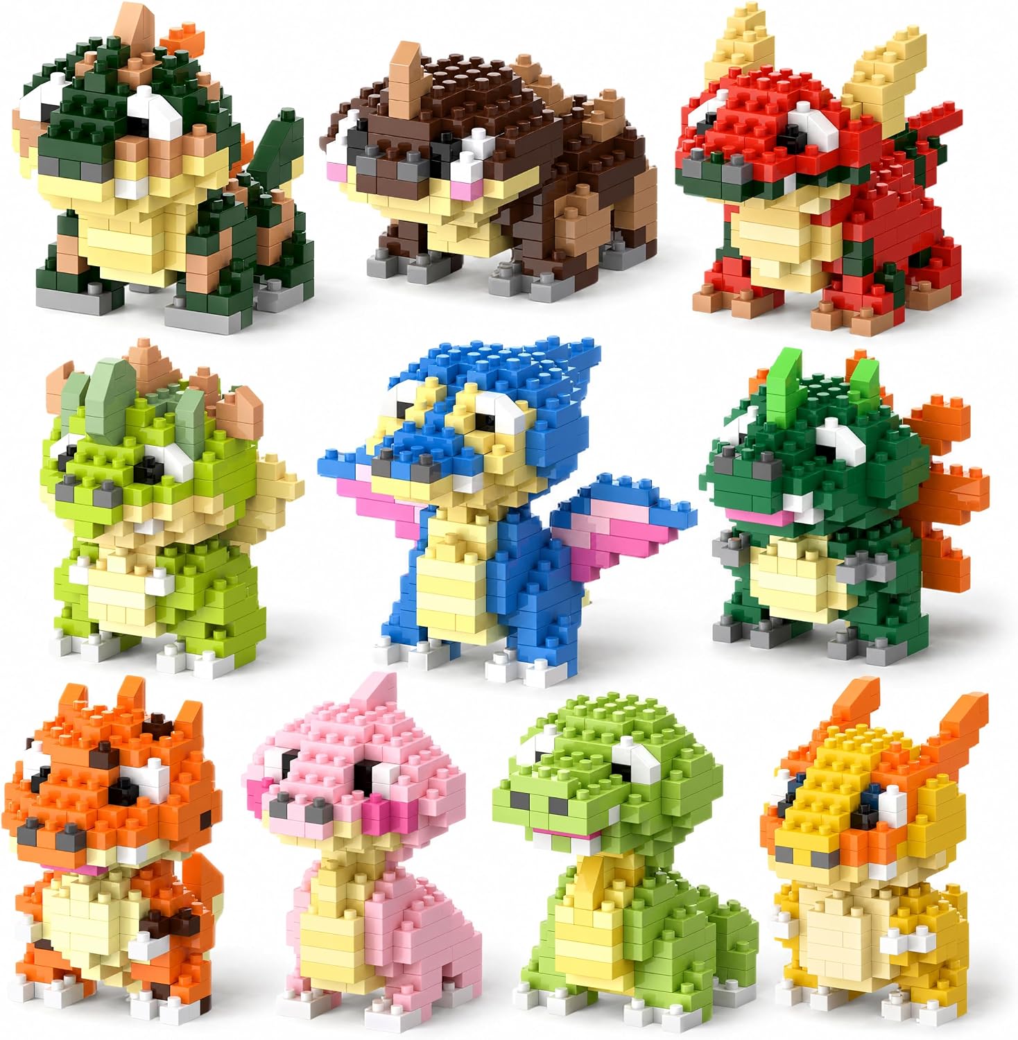 IBLOTIME Juego de 10 mini bloques de construcción de dinosaurios, 1...