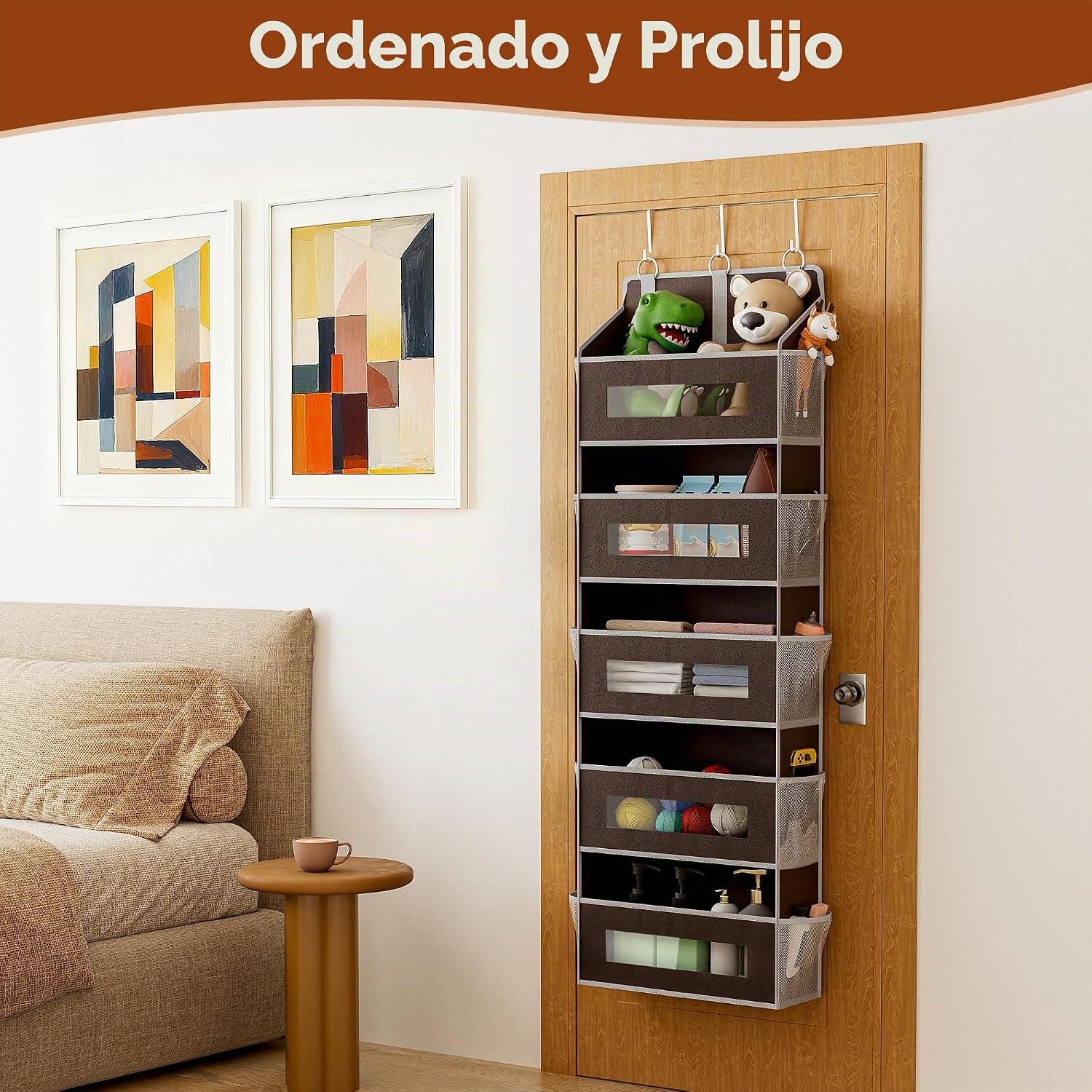 Organizador de almacenamiento de 5 niveles sobre la puerta con 10 b...