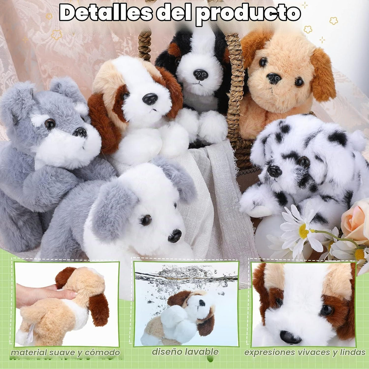 Harrycle 6 piezas 20 cm de juguete de peluche de perro cachorro sua...