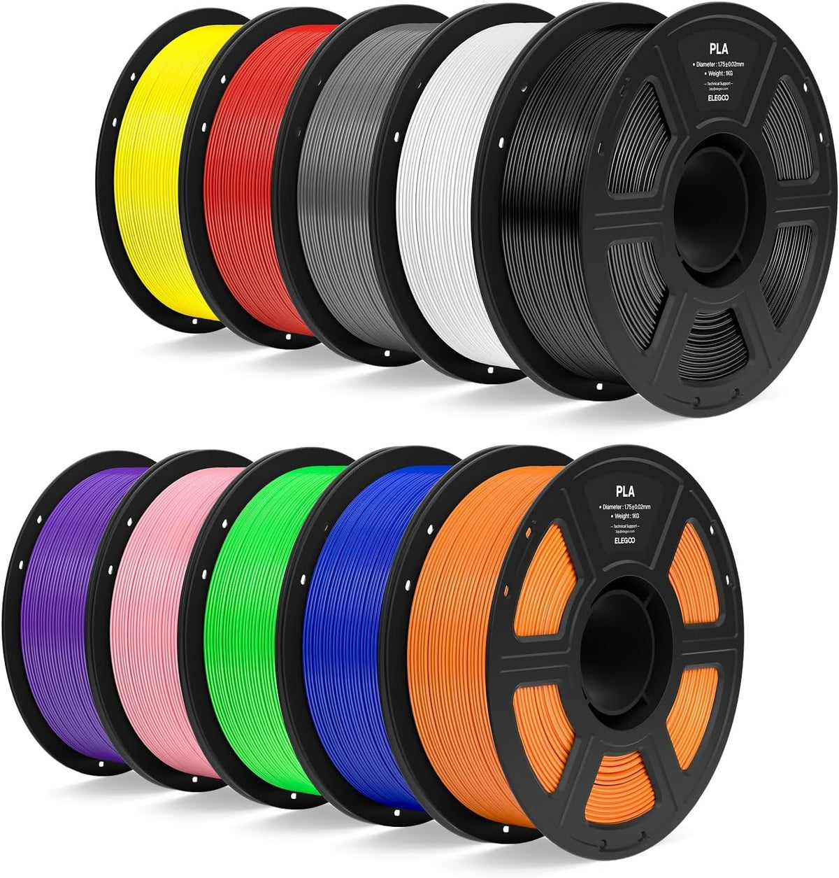 ELEGOO Filamento PLA para impresora 3D de 0.07 in, 22 lbs, paquete...