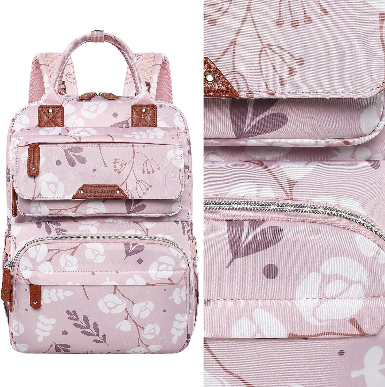 Mochila para pañales para bebé niña, bolsa de pañales impermeable m...
