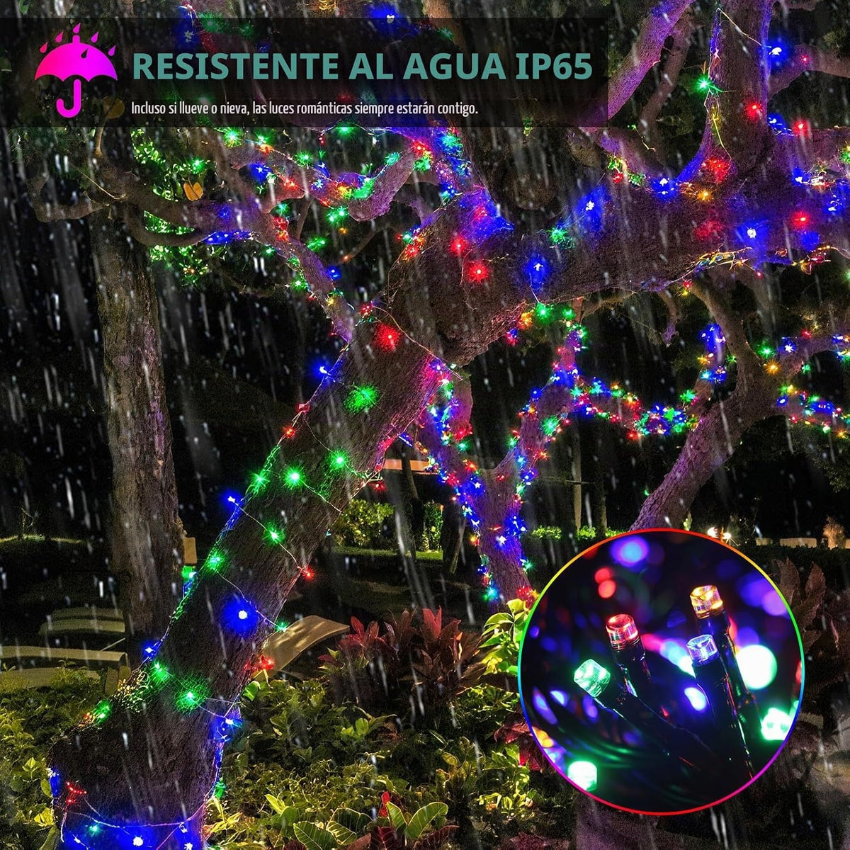 Chuya Luces de Navidad al aire libre interior,Luces de árbol de Nav...