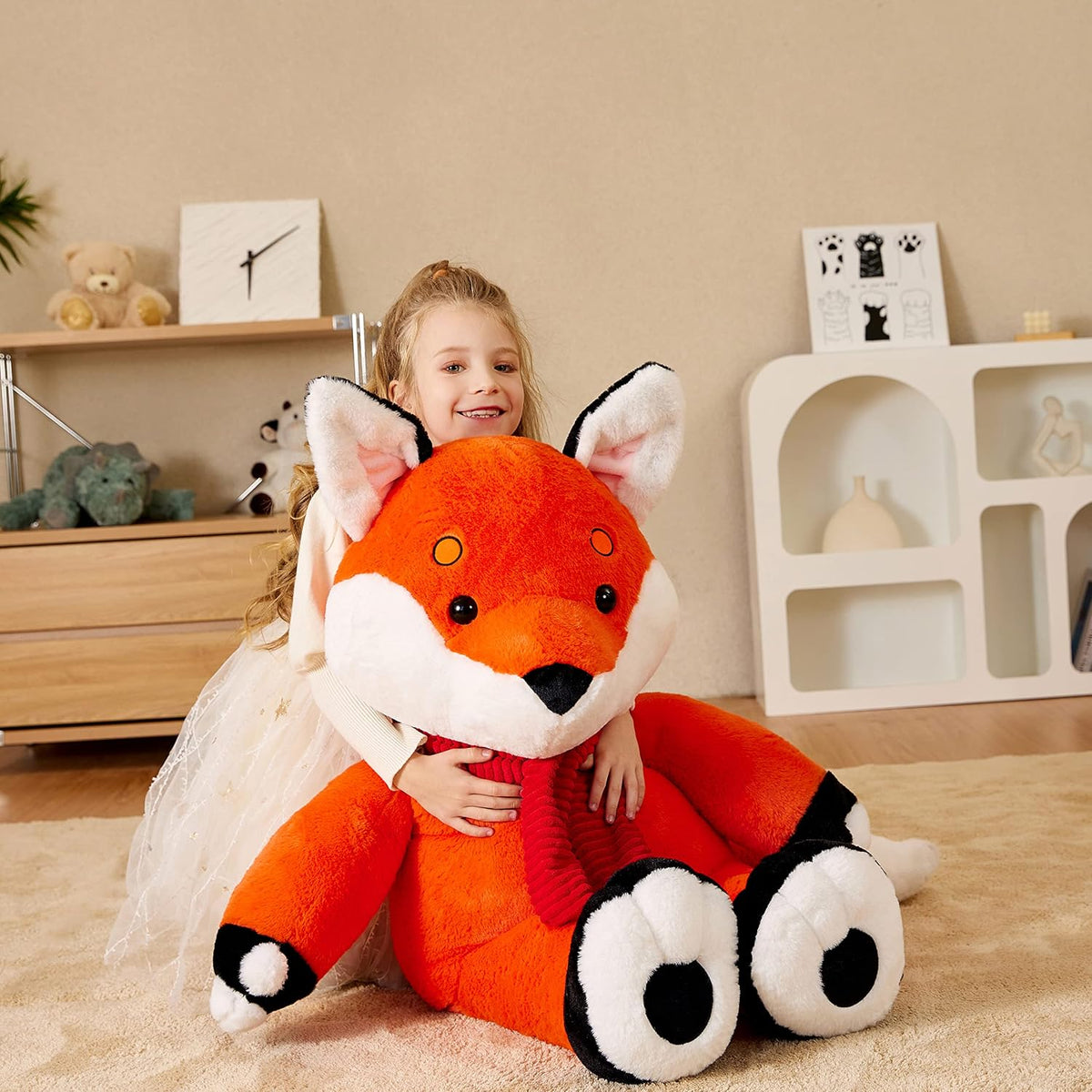 EARTHSOUND Juguete de peluche de zorro gigante, 30 pulgadas, grande...