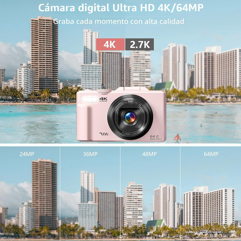 Cámara digital para fotografía, cámara de vlogging 4K para YouTube...