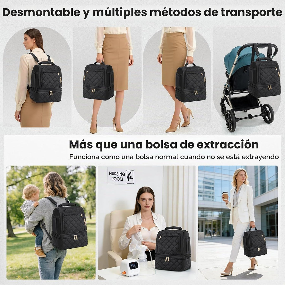 RAINSMORE Bolsa de extractor de leche portátil, bolsa de viaje enfr...