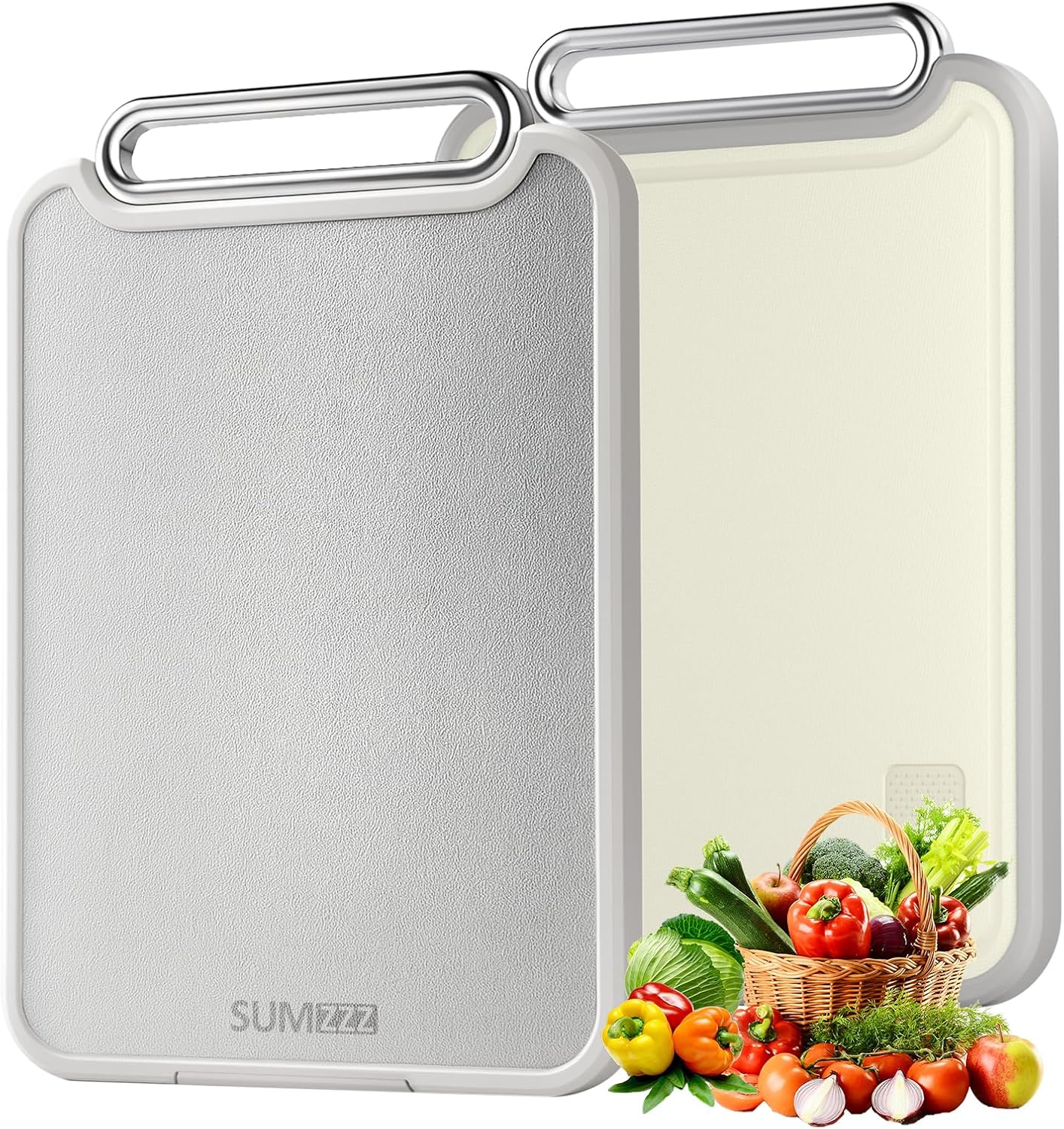 Sumzzz Tabla de cortar de acero inoxidable para cocina, tabla de co...