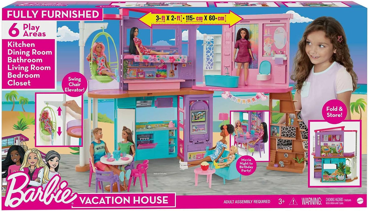 Barbie Vacation House Juego de casa de muñecas y accesorios | Casa...