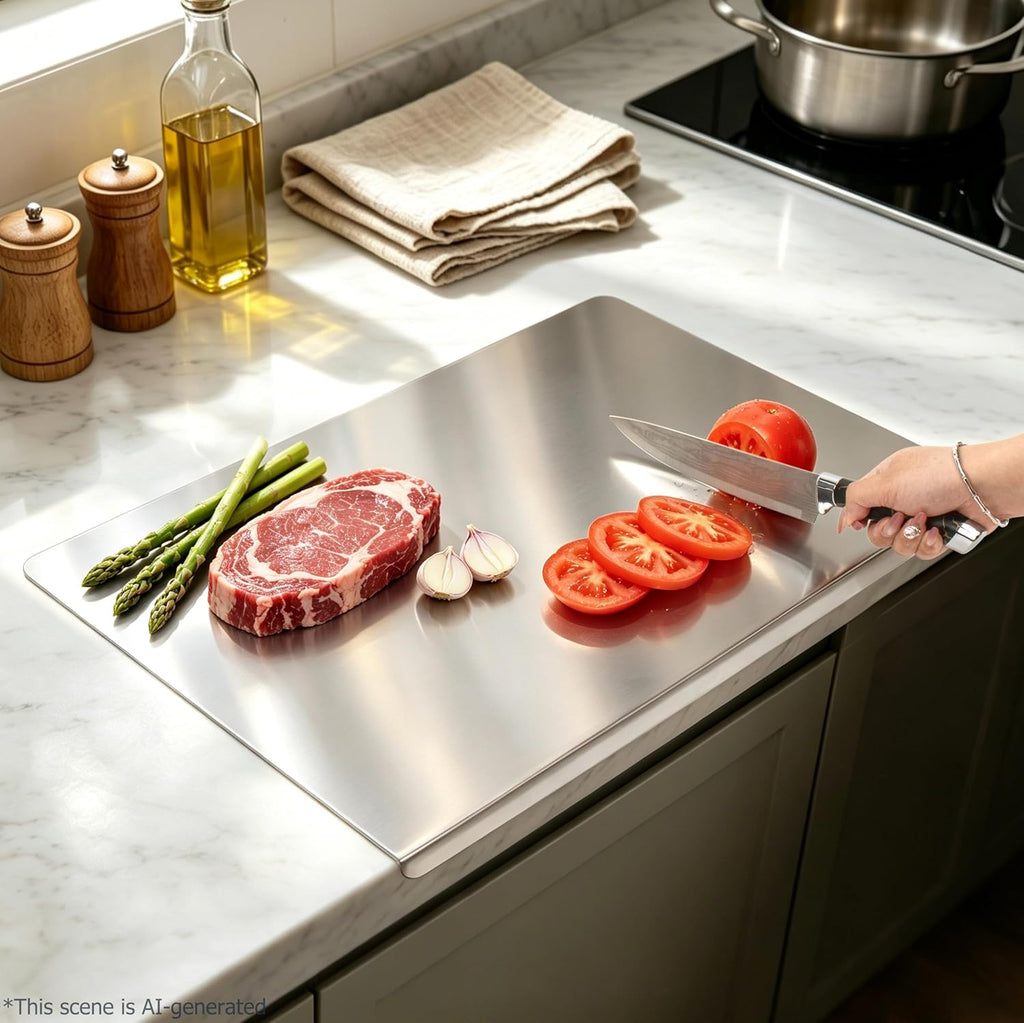 Tabla de cortar de acero inoxidable para cocina de 23.6 x 15.7 pulg...