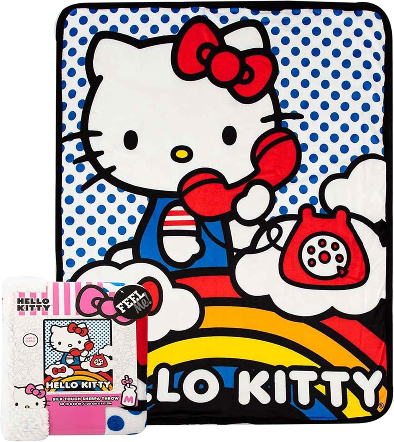Northwest Hello Kitty Manta de Tiro Sherpa Silk Touch, Suave y Cáli...
