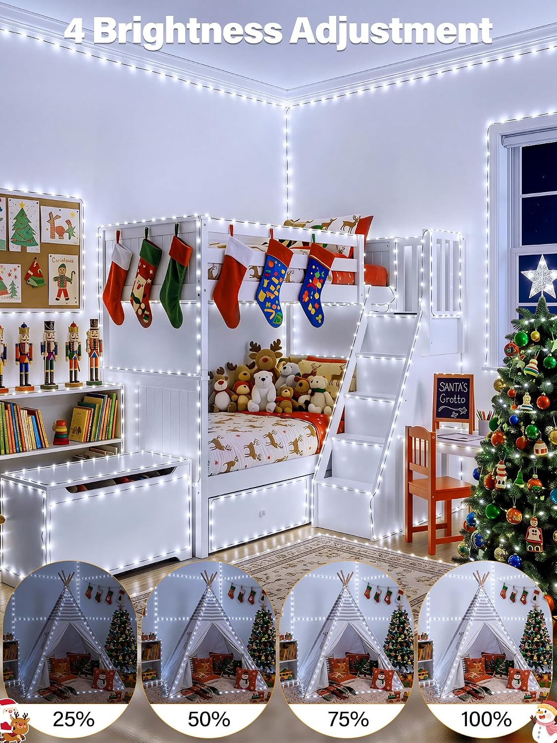 200 luces LED de Navidad de 66 pies IP67 impermeables, blanco frío...